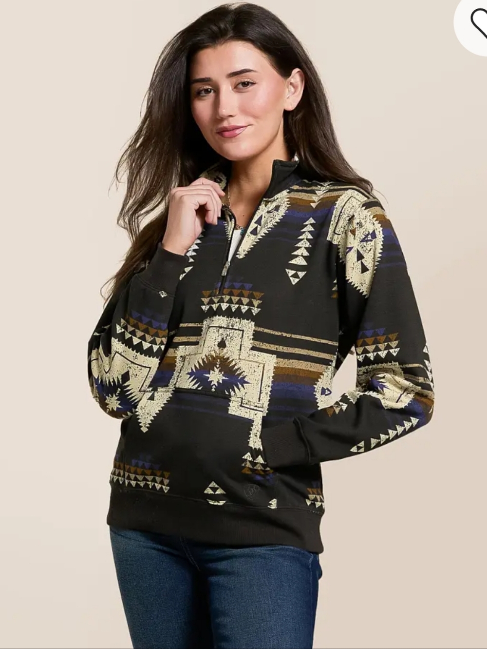 Ariat Women's Sienna Half-Zip Pullover Thornstone Print Size XL Western Aztec